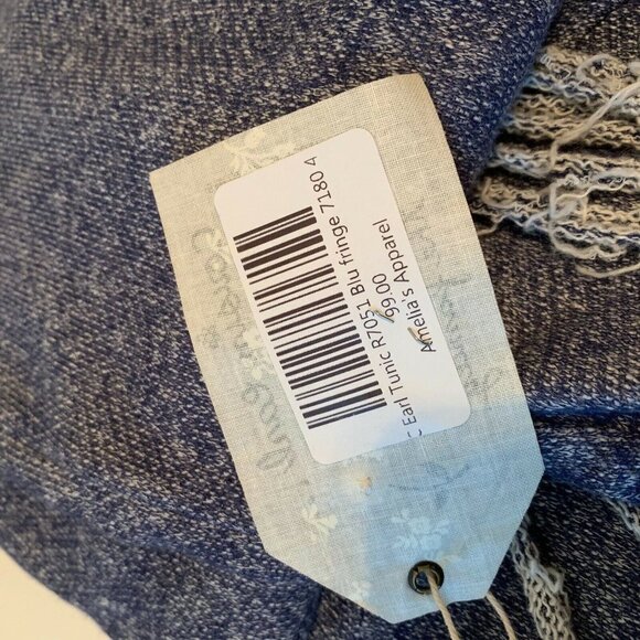 COUSIN EARL Dress Blue Terry Sleeveless Small Fringe Chest - Picture 7 of 9